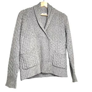 Madewell Shawl Collar Cardigan Sweater Women's Size S Small Cable Knit Gray